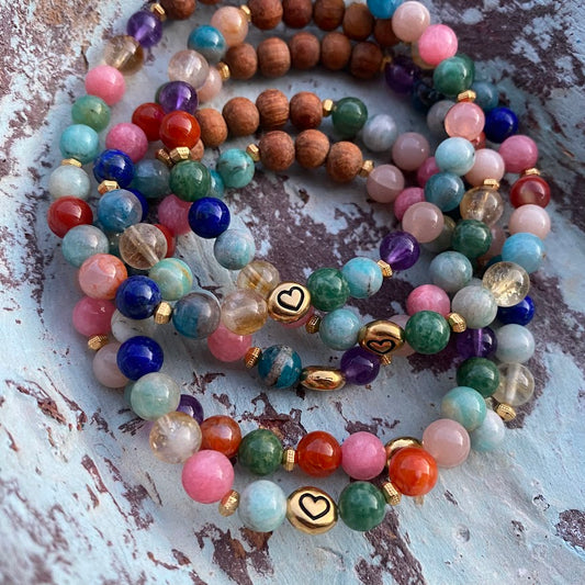 Beautiful Heart | Rainbow Gemstone & Bayong Wood Diffuser Bracelet