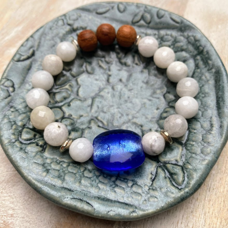 Azul | Moonstone & Bayong Wood Diffuser Bracelet