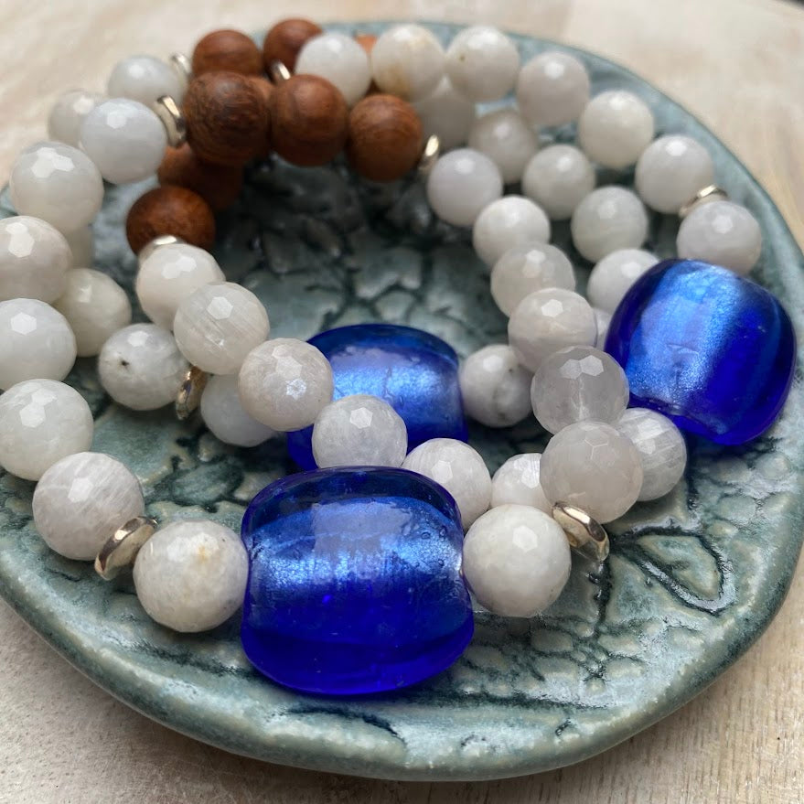 Azul | Moonstone & Bayong Wood Diffuser Bracelet