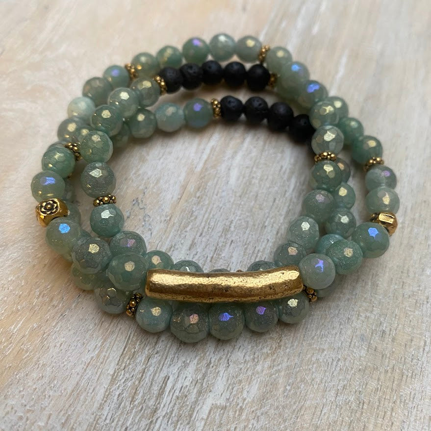 Holiday Joy | Mystic Green Aventurine Wrap Diffuser Bracelet