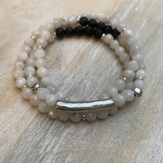 Holiday Love | Moonstone and Lava Wrap Diffuser Bracelet