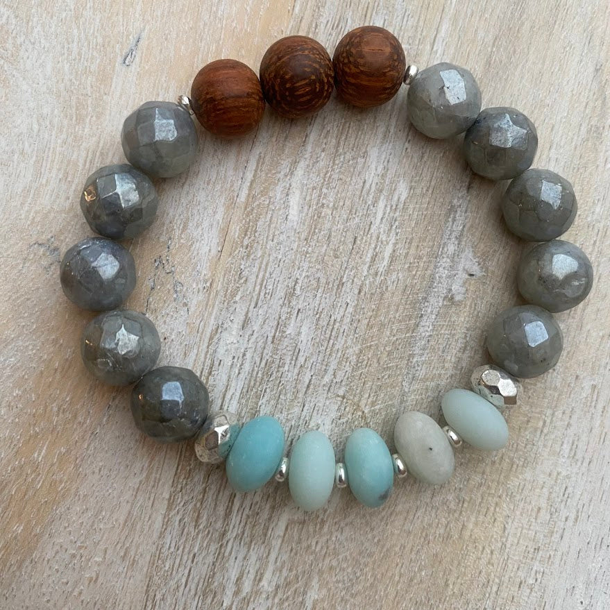 Winter Lights | Mystic Labradorite & Matte Amazonite Diffuser Bracelet